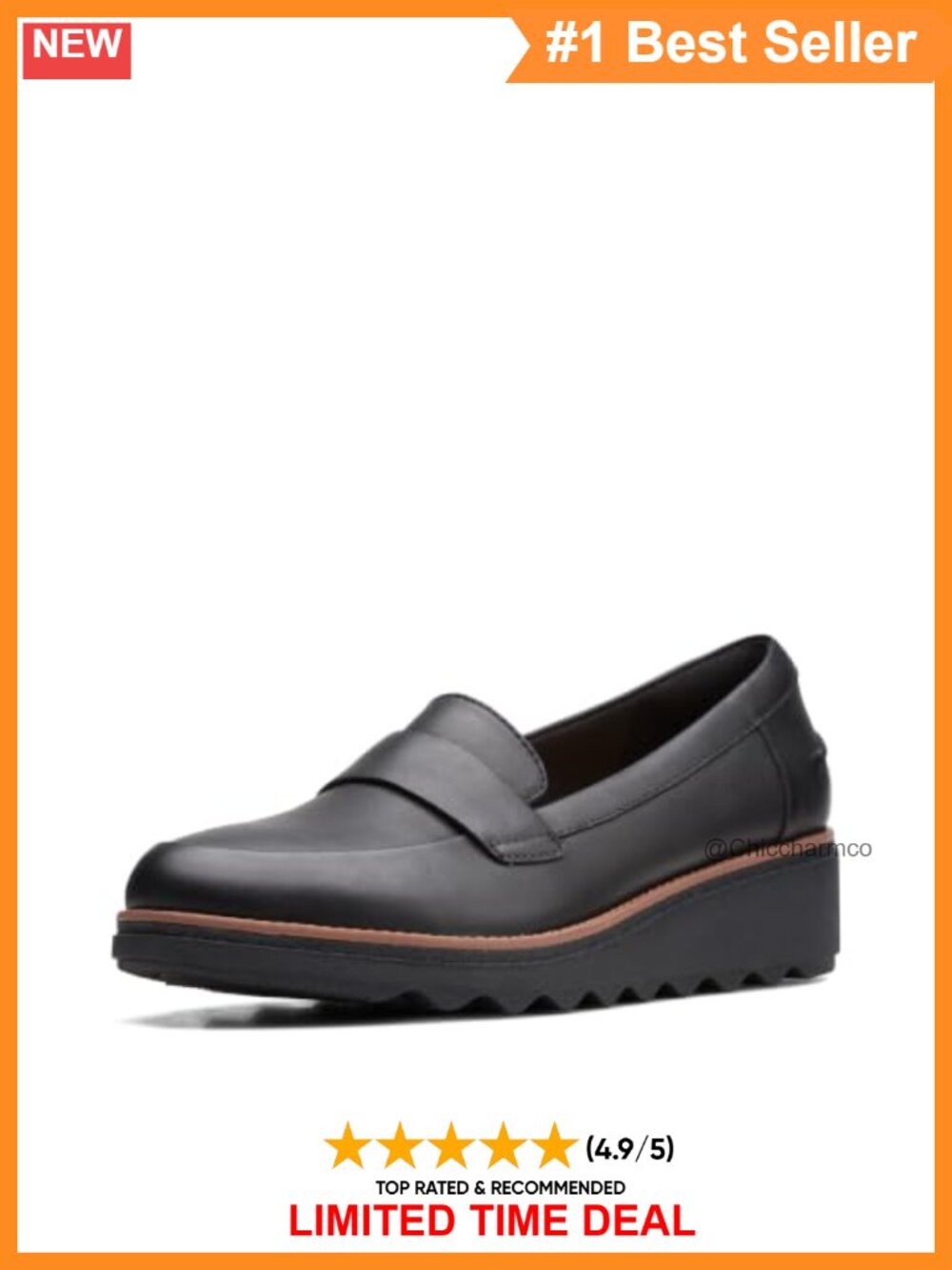 Wedge Heel Leather Loafers Comfort Foam Footbed Casual